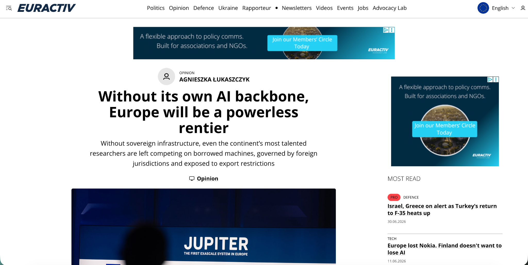 Read more about the article Without Its Own AI Backbone, Europe Will Be a Powerless Rentier