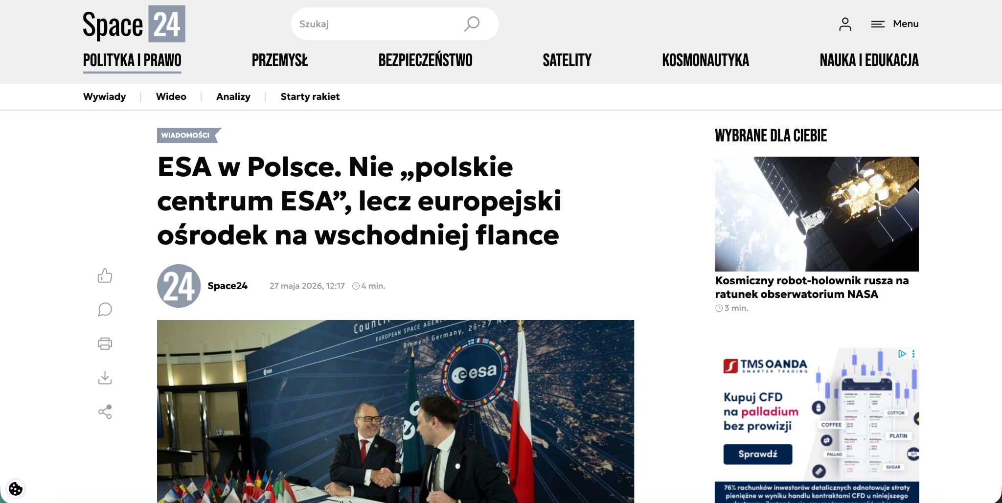 Read more about the article ESA w Polsce. Nie „polskie centrum ESA”, lecz europejski ośrodek na wschodniej flance