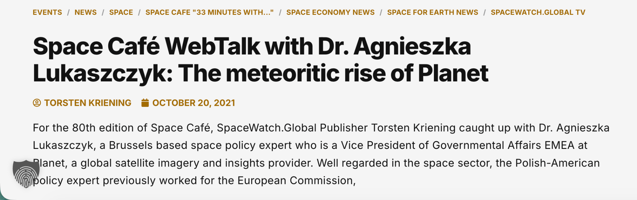 Read more about the article Space Café WebTalk with Dr. Agnieszka Lukaszczyk: The Meteoritic Rise of Planet