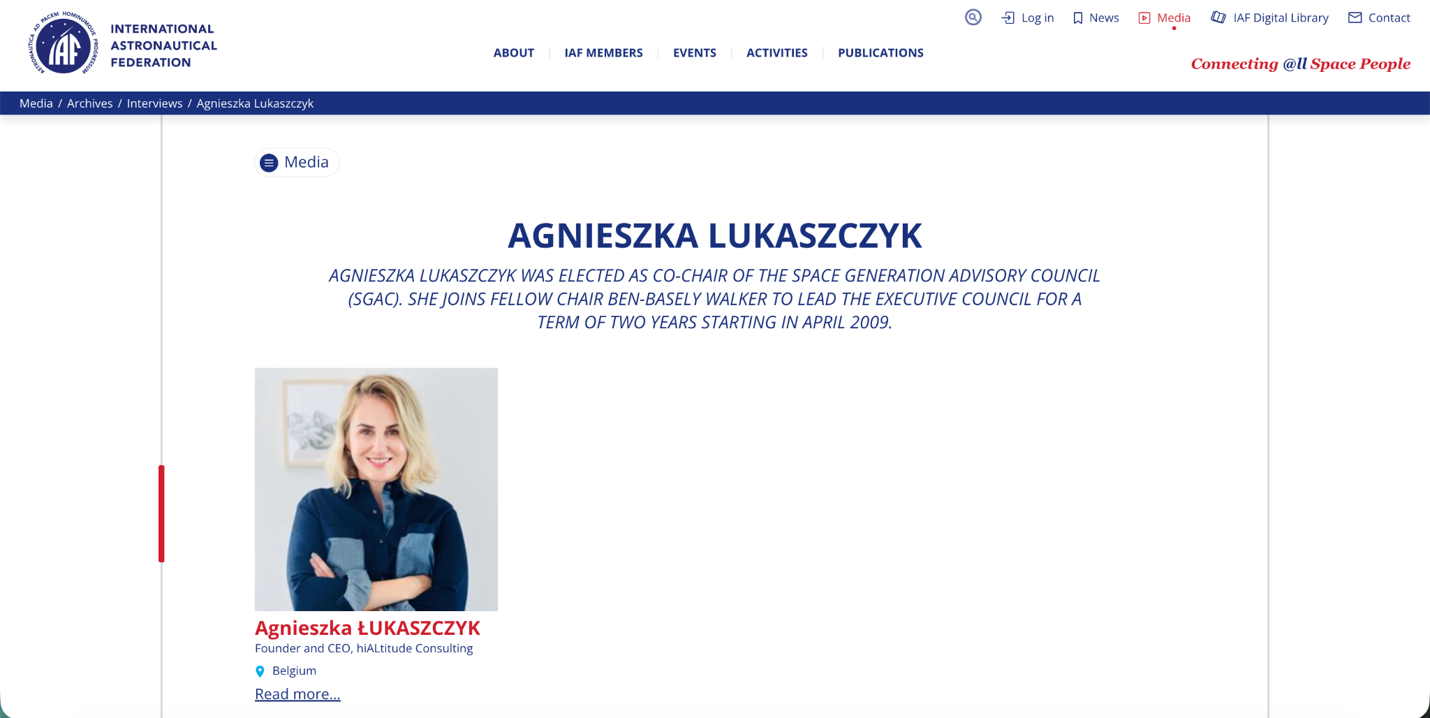 Read more about the article Agnieszka Lukaszczyk — International Astronautical Federation Interview